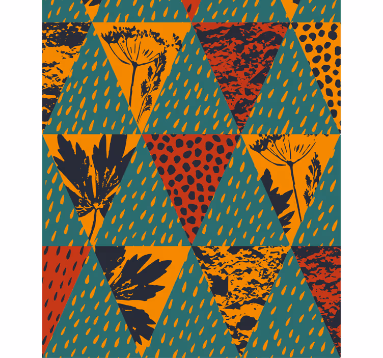 Geometrik çiçek deseni modern stor perde - TenStickers