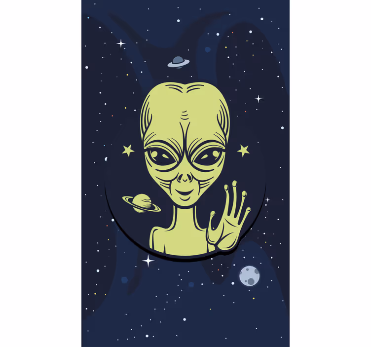 Uzaydaki uzaylı geek desenli stor perde - TenStickers