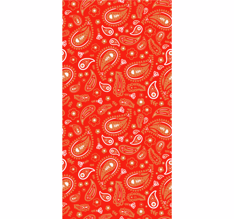 Kırmızı paisley deseni çiçek desenli stor perde - TenStickers
