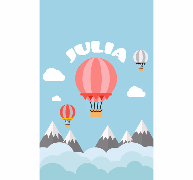 Isimli sıcak hava balonları çocuk odası stor perde - TenStickers