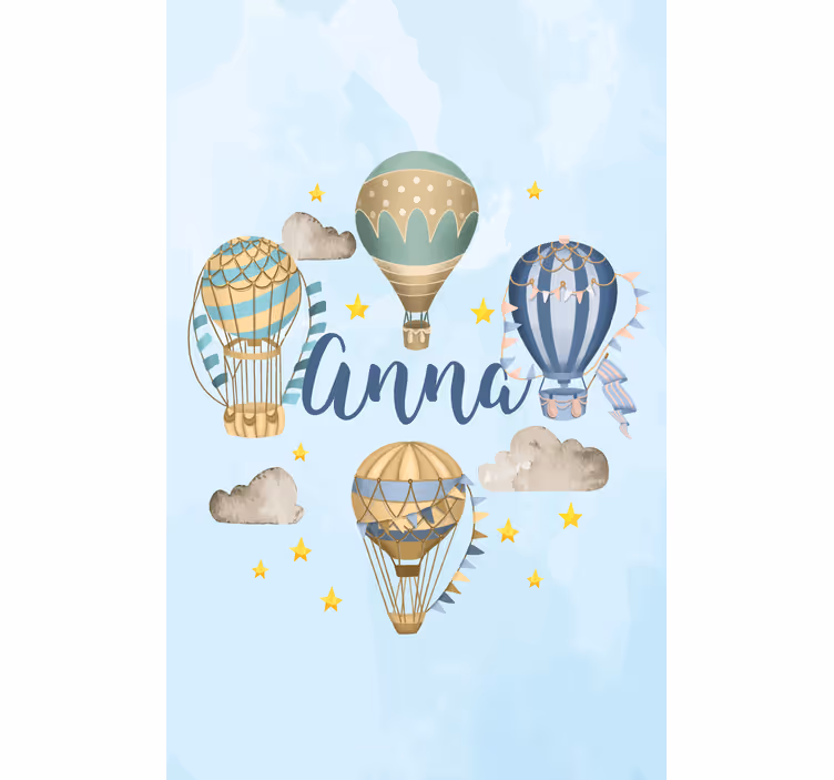 Isimli sıcak hava balonları özelleştirilebilir stor perde - TenStickers