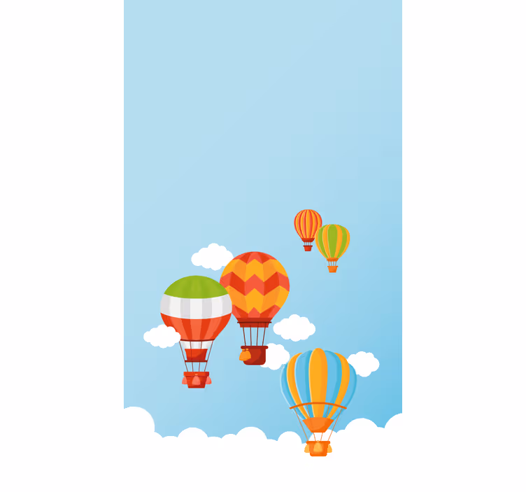 Renkli sıcak hava balonları çocuk odası stor perde - TenStickers