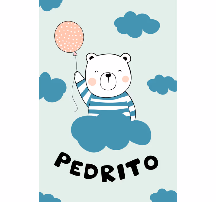 Balon ve ismi olan ayı bebek odası stor perde - TenStickers