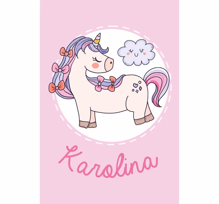 Adı özel baskılı Stor perde ile pembe tek boynuzlu at - TenStickers