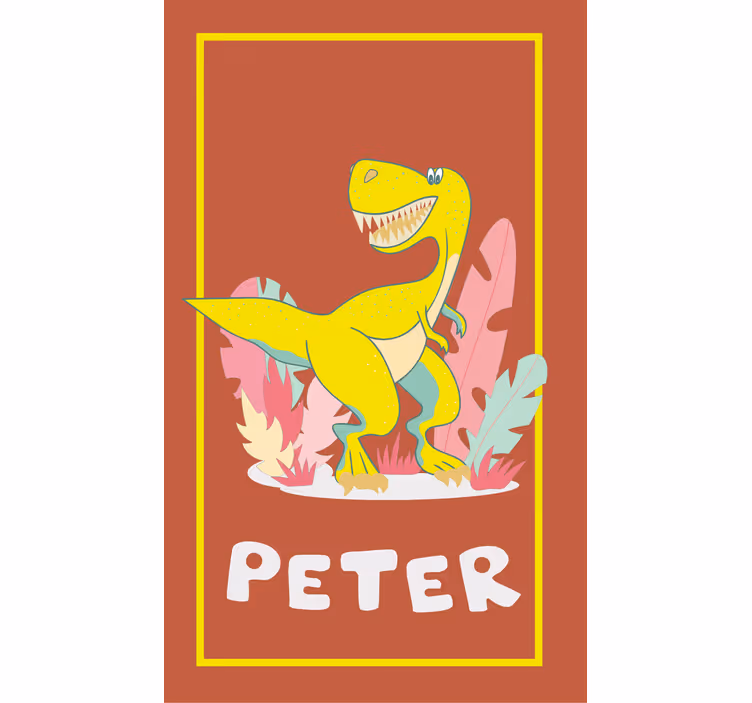 Isimli sarı t-rex dinozor stor perde - TenStickers