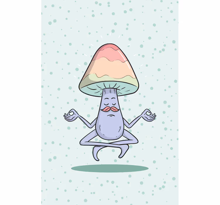 Meditasyon yapan mantar karakteri eğlenceli stor perde - TenStickers