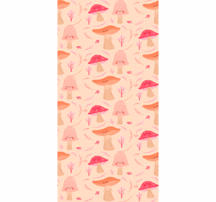 Pembe ushroom desenleri çiçekler ve bitkiler stor perde - TenStickers