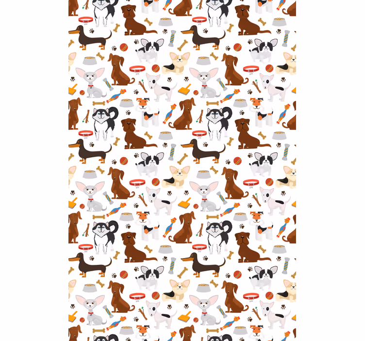 Sevimli köpek desenleri hayvanlar stor perde - TenStickers