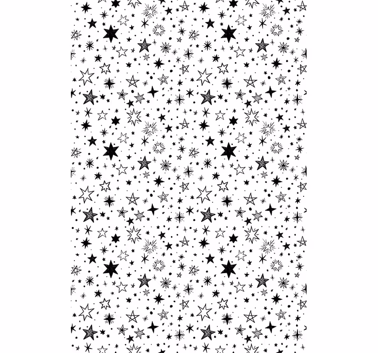 Siyah yıldız desen beyaz modern Stor perde - TenStickers