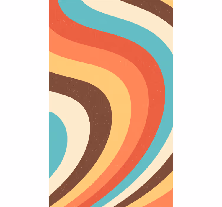 Kavisli retro dalgalar vintage stor perde - TenStickers