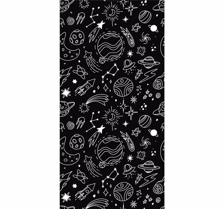 Uzay keşfi teması geek desenli stor perde - TenStickers