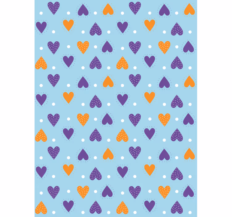 Mavi kalp deseni romantik stor perde - TenStickers
