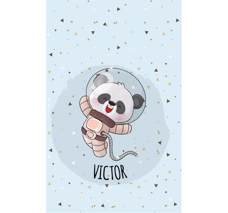 Isimli panda astronotu çocuk odası stor perde - TenStickers