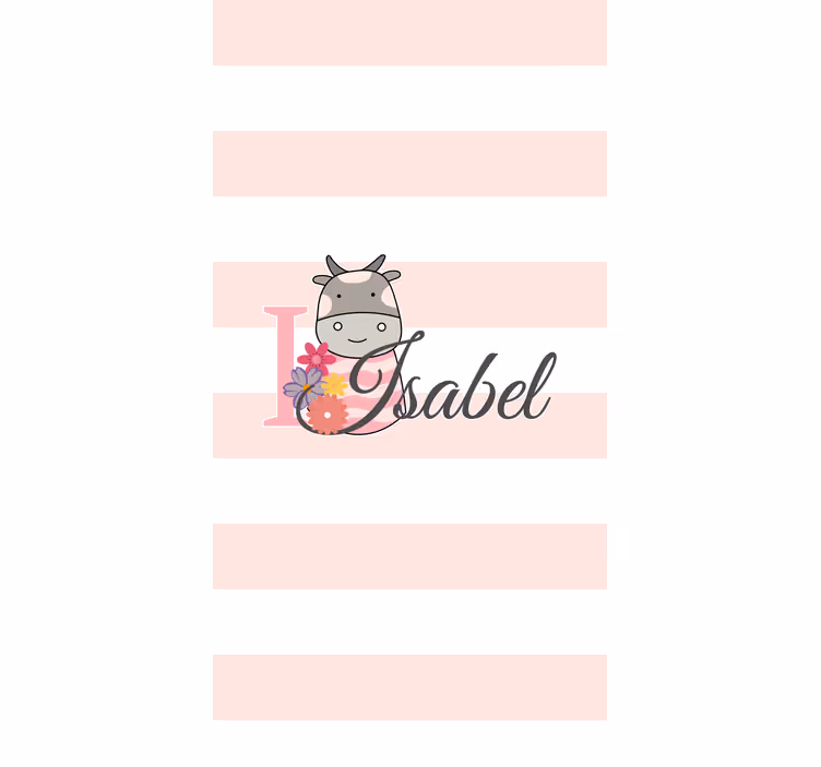 çiçekli ve isimli inek çocuk odası stor perde - TenStickers