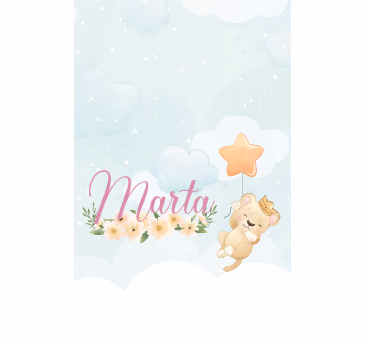 Bby aslan yıldız ve isim bebek odası stor perde - TenStickers
