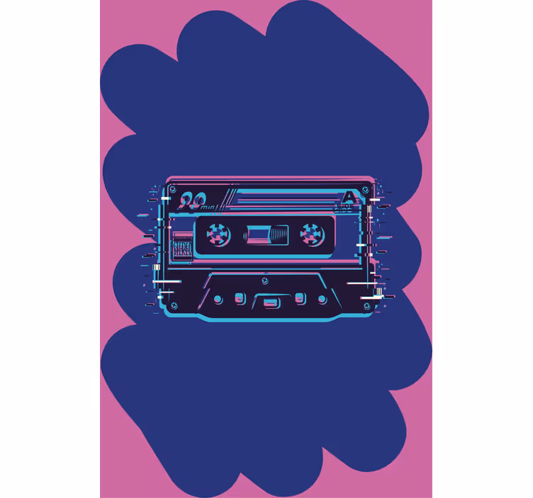 Retro kaset illüstrasyonu geek desenli stor perde - TenStickers