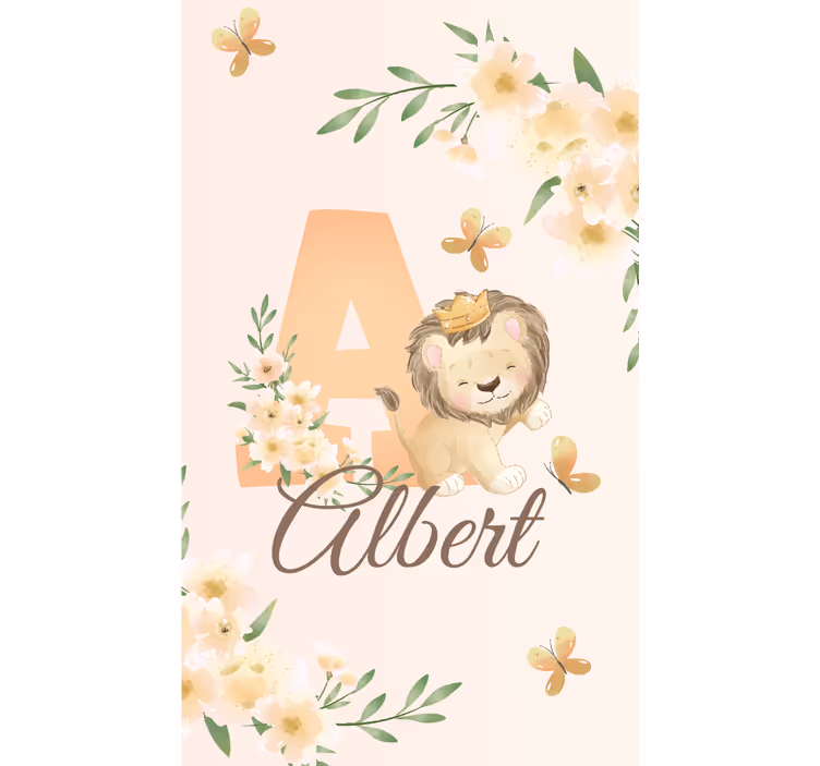 Isim ve baş harfi olan yavru aslan çocuk odası stor perde - TenStickers