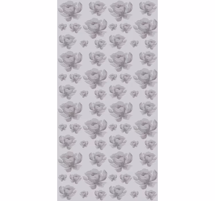Gri narin tasarım çiçekler ve bitkiler stor perde - TenStickers