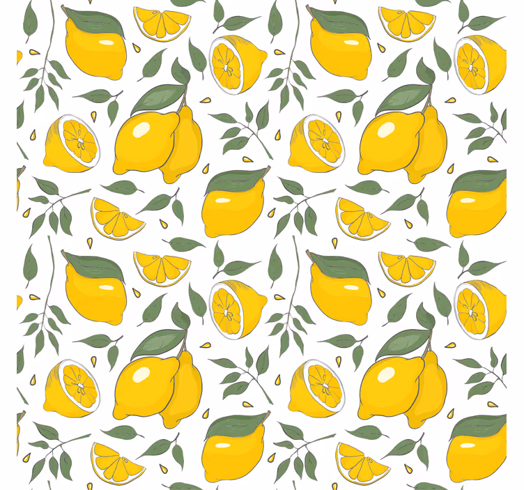 Limonlar ve dilimler meyve ve sebzeler stor perde - TenStickers