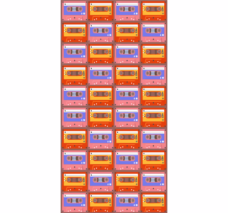 Kırmızı ve pembe 80'lerin kaset eski stor perde - TenStickers