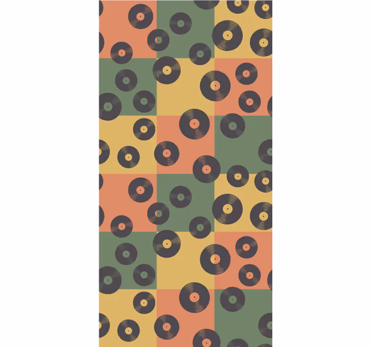 Retro vinil plaklar vintage stor perde - TenStickers
