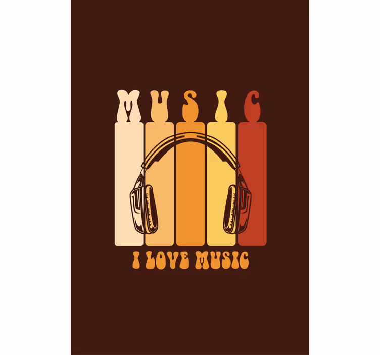 Müzik kulaklık tasarımı metin ile stor perde - TenStickers