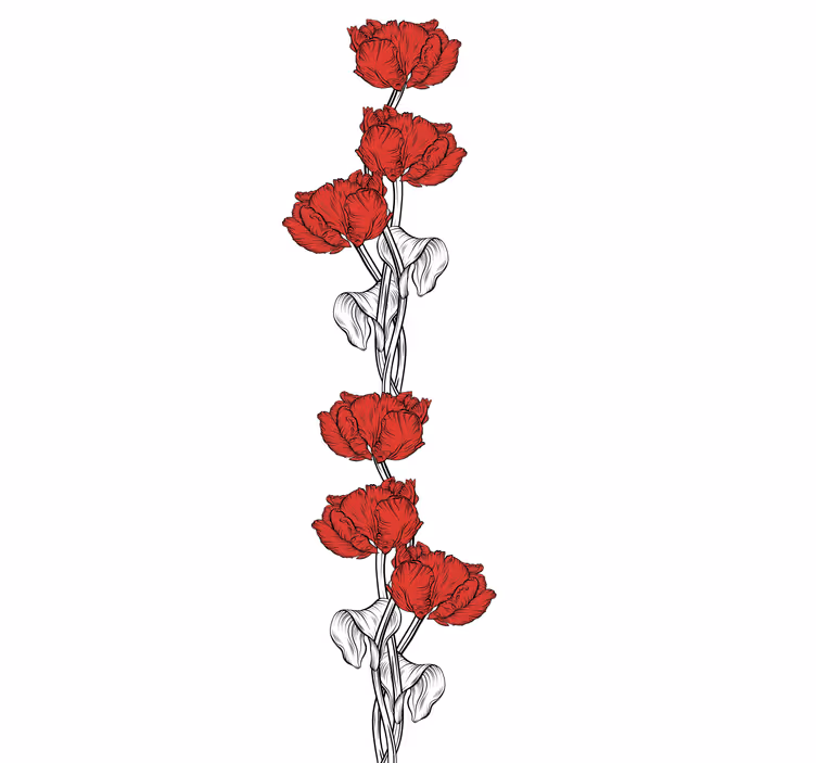 Kırmızı dikey laleler çiçekler ve bitki Stor perdeler - TenStickers