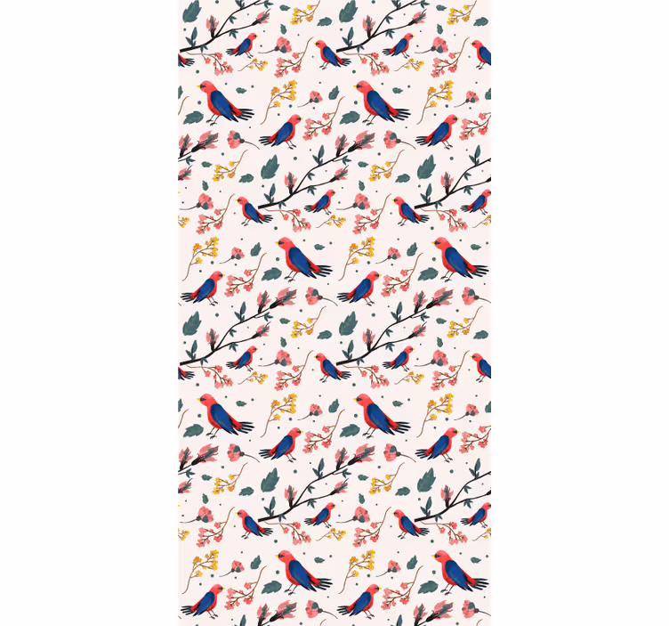 Canlı kuş desenleri çiçekler ve bitkiler stor perde - TenStickers