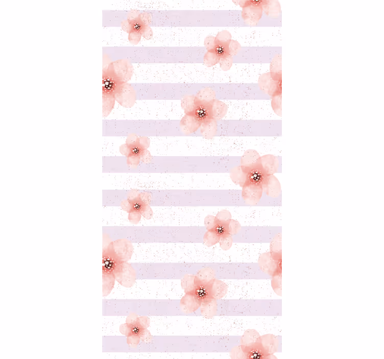 Pembe çiçekli çizgiler çiçekler ve bitkiler stor perde - TenStickers