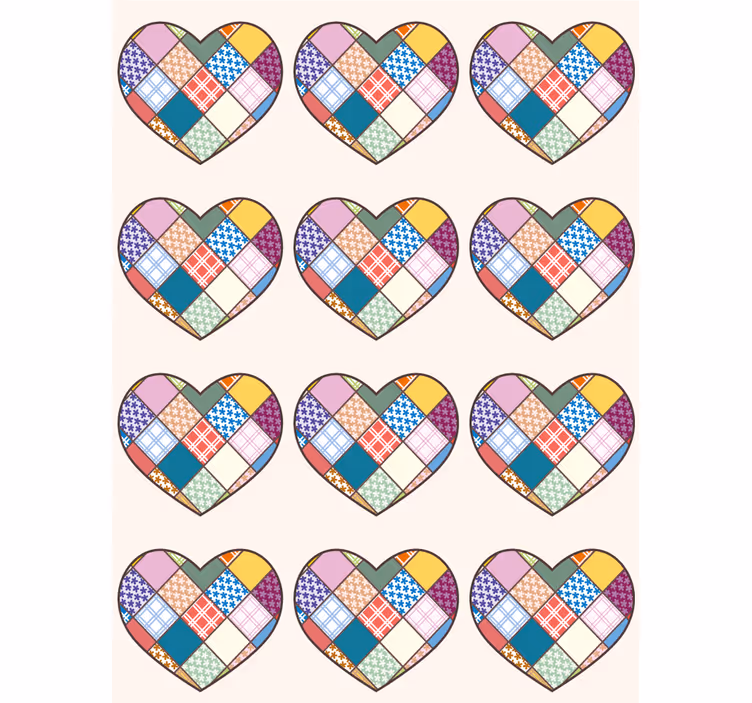 Patchwork renkli kalp desen Stor perde - TenStickers