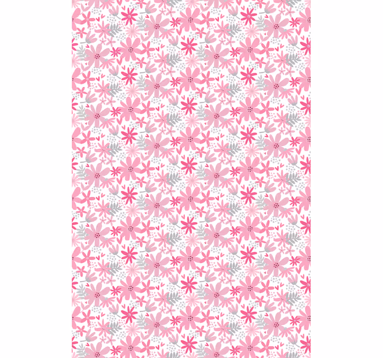 Pembe çiçek deseni mutfak stor perde - TenStickers