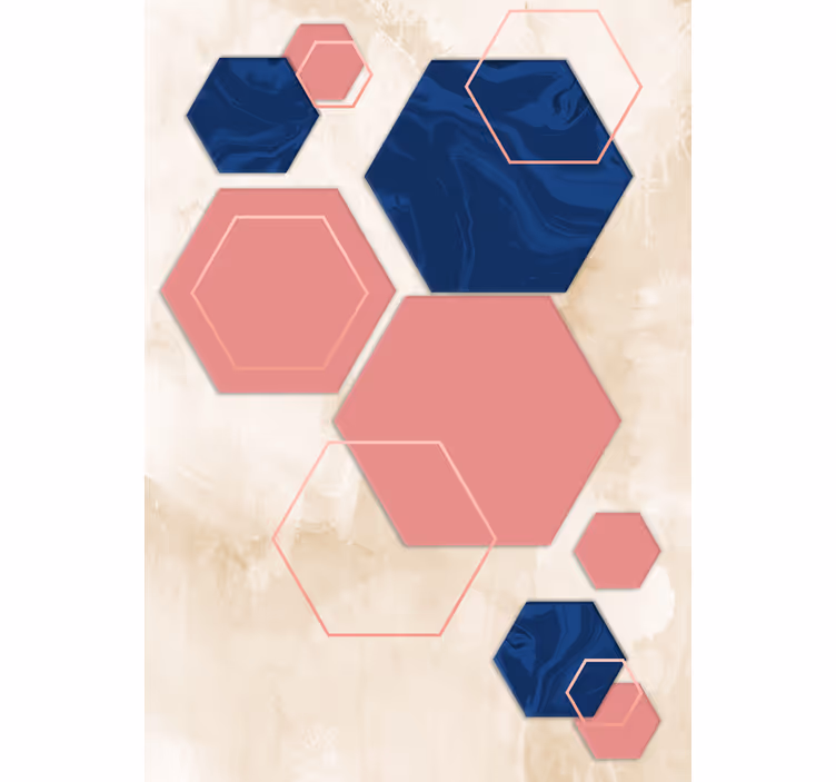 Geometrik altıgen desen modern stor perde - TenStickers