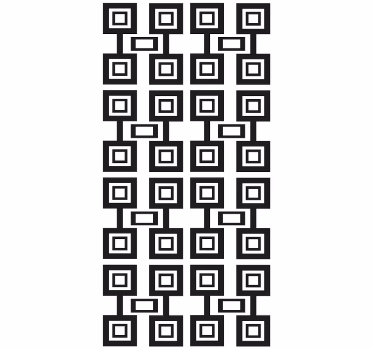 Geometrik kare motif modern stor perde - TenStickers