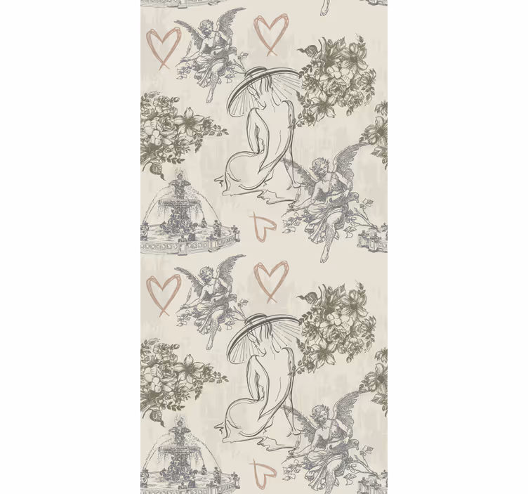 Bağbozumu fransız romantik desen klasik Stor perde - TenStickers