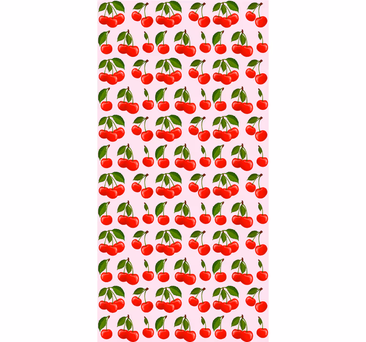 Kırmızı kiraz deseni mutfak stor perde - TenStickers