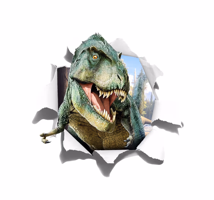 3 Boyutlu Kızgın T-Rex çocuk odası stor perde - TenStickers
