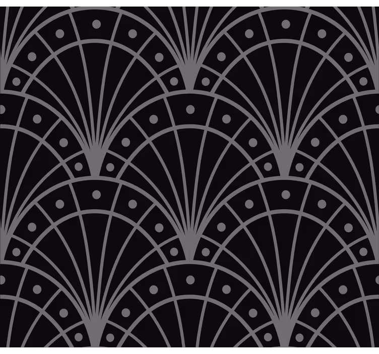 Zarif siyah art deco oturma odası stor perde - TenStickers