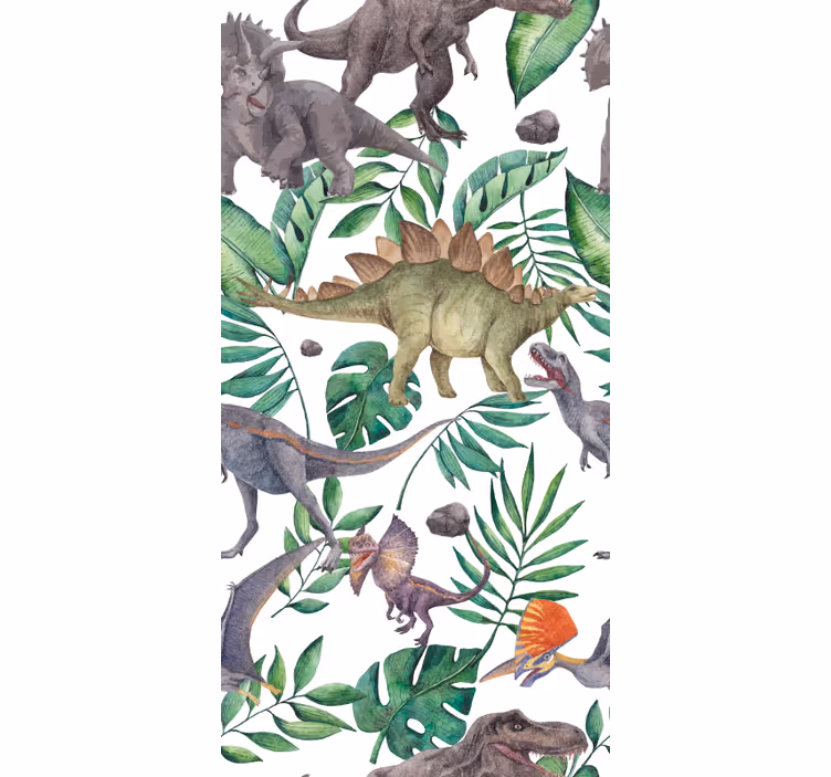 Jurassic sulu boya deseni dinozor stor perde - TenStickers