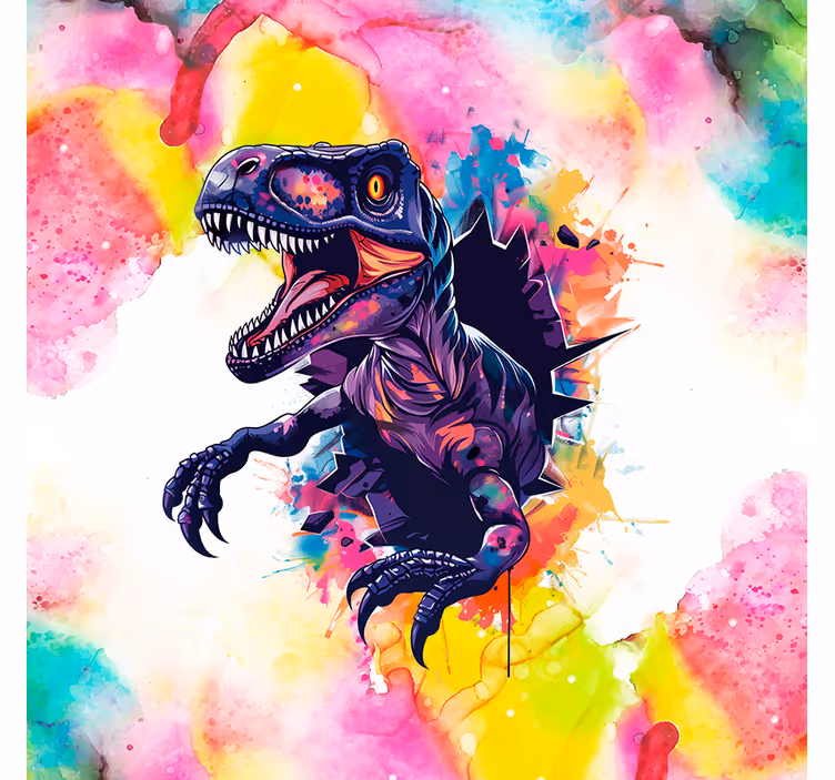 Doygun renkler velociraptor dinozor stor perde - TenStickers