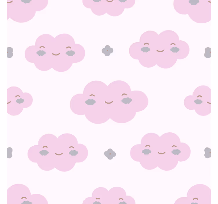 Pembe çocuk deseni bulutlar stor perde - TenStickers