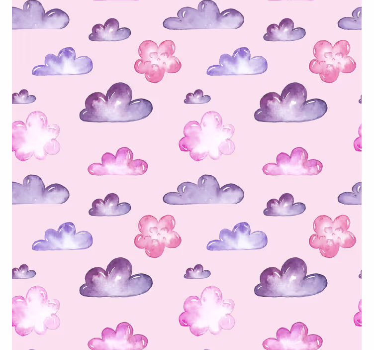 Pembe desen bulutlar stor perde - TenStickers