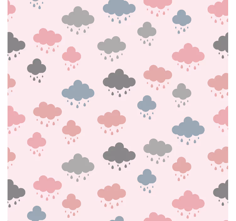Pembe ve gri yağmur bulutlar stor perde - TenStickers
