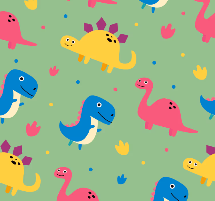 Renkli stil dinozor stor perde - TenStickers