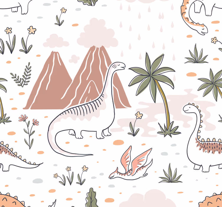İskandinav tarzı dinozor stor perde - TenStickers