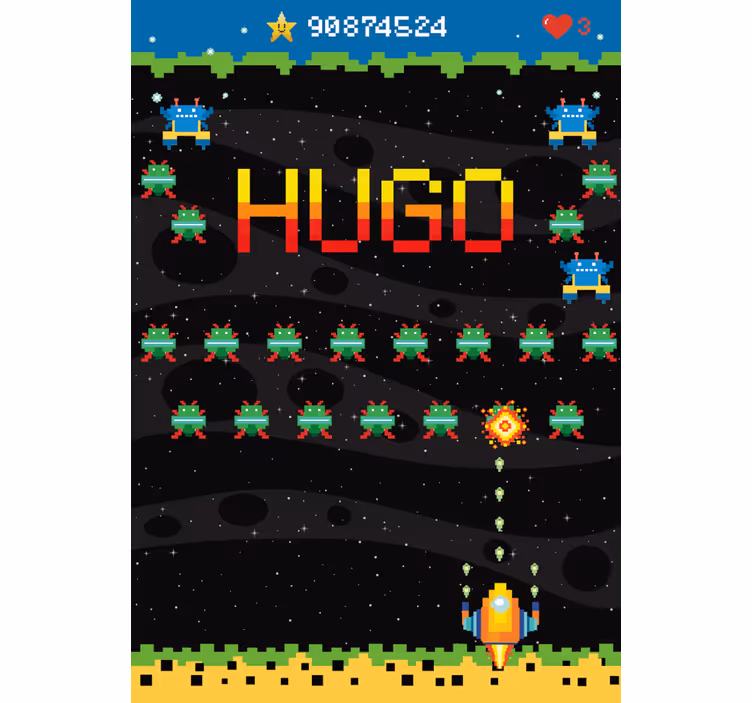 8 bit arcade ekranı geek desenli stor perde - TenStickers