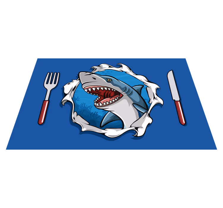 Büyük köpek balığı 3d balık placemats - TenStickers