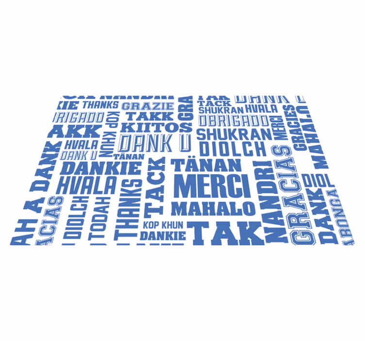 Birçok dilde teşekkürler restoran placemats - TenStickers