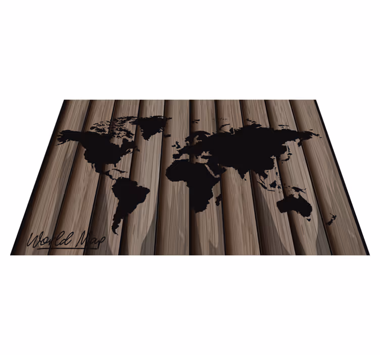 Dünya harita placemats ile ahşap desen - TenStickers