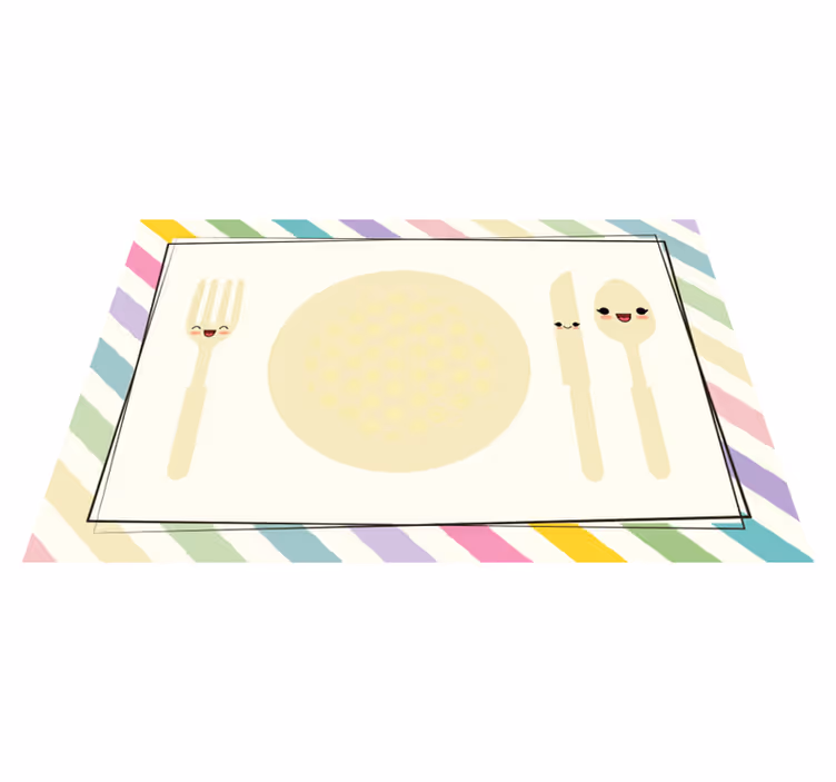 Renkli tabak ve çatal bıçak takımı çocuk placemats - TenStickers