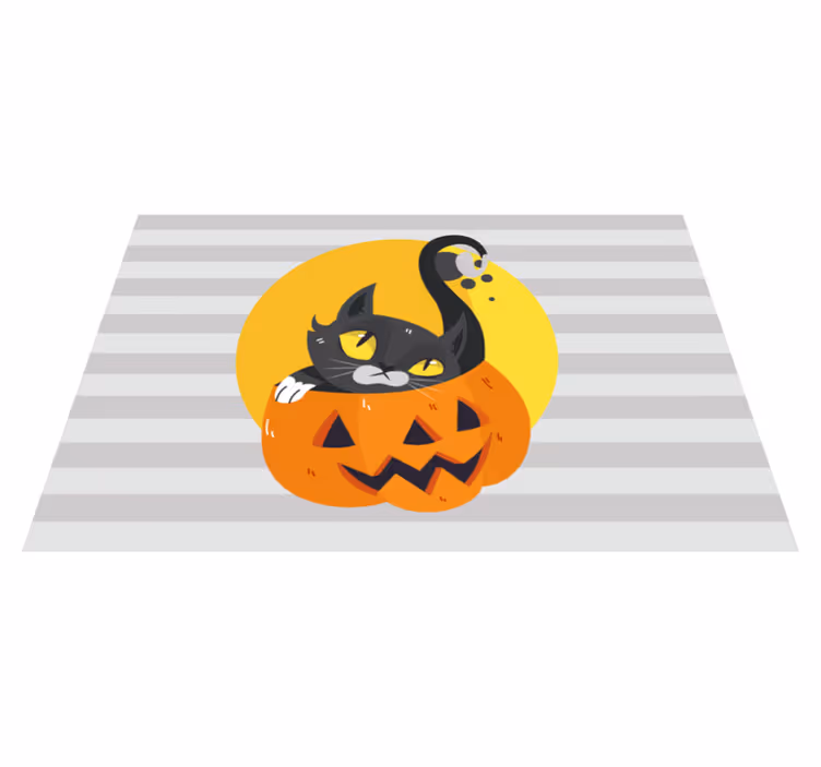 Balkabağı ve kara kedi çocuk placemats - TenStickers